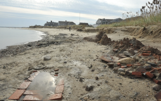 Bricks exposed on beach